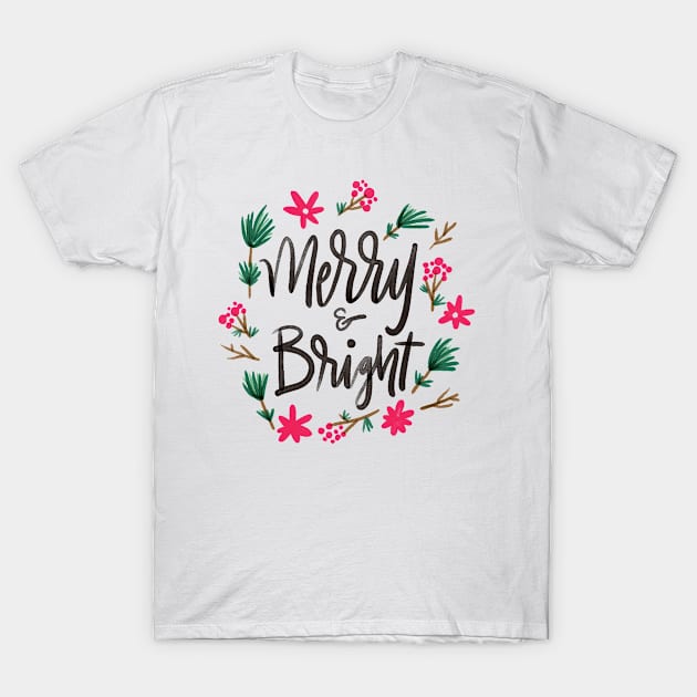 Merry and Bright, Holidays, Christmas T-Shirt by xcsdesign